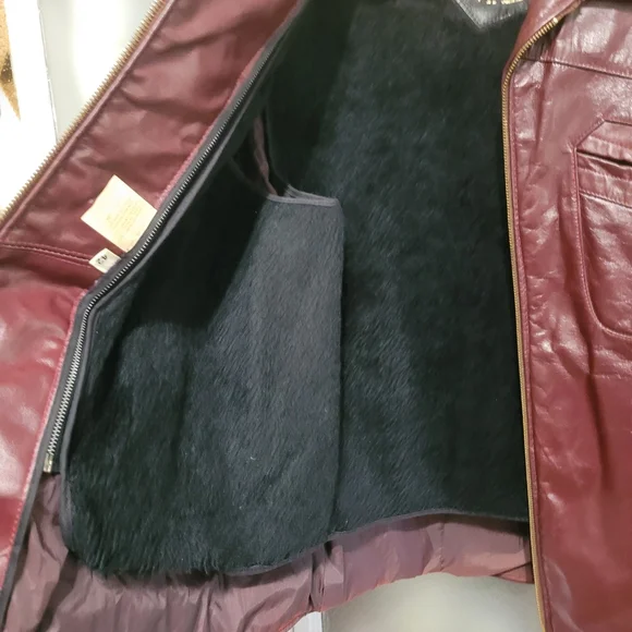 1970's Moto Men's Burgundy Oxblood Zip-Front Leather Jacket Double Lined - Picture 7 of 11